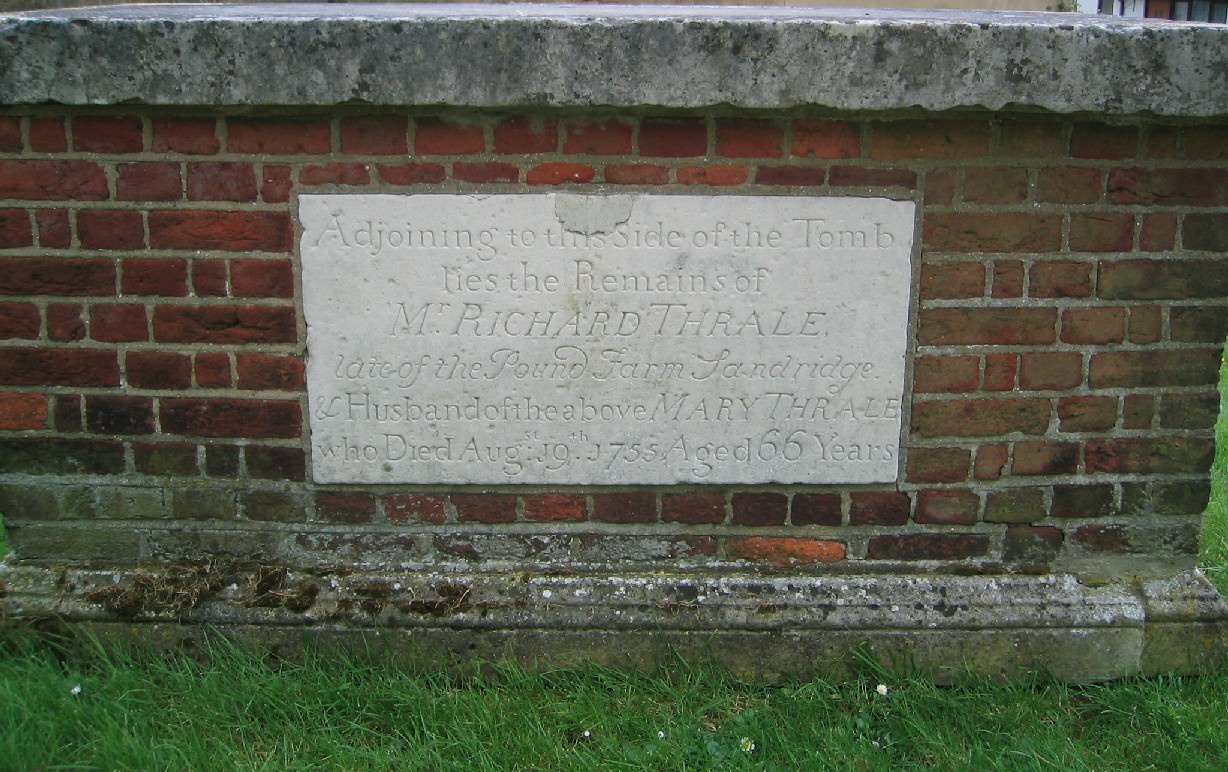 Grave of Richard Thrale died 1755